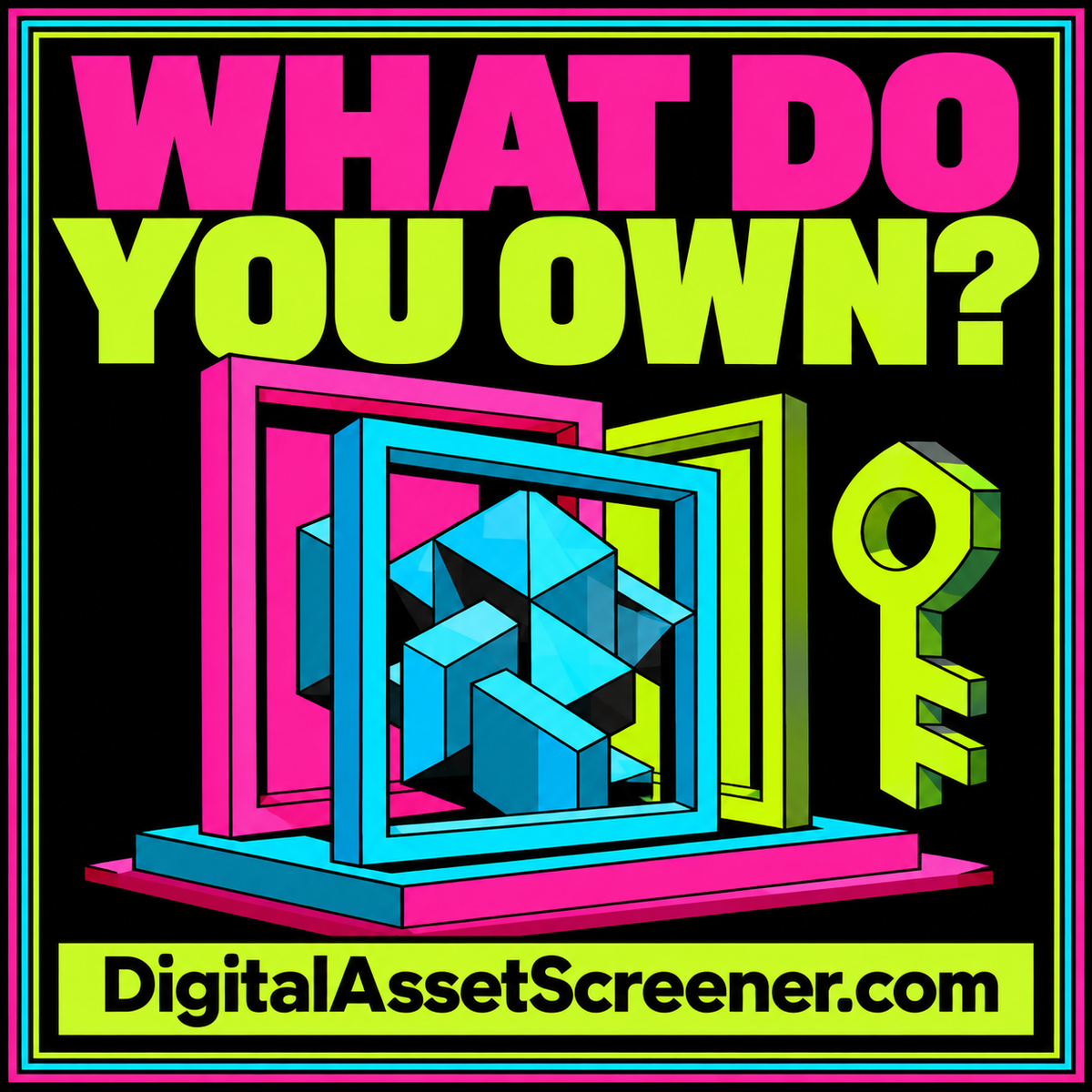 A layered visual showing an NFT token, media reference, documented rights, and application access